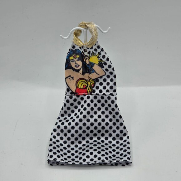 Wonder Woman Barbie Doll Halter Dress White Polka Dots - Picture 1 of 4